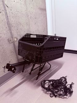 Bike Cargo Basket with Rear Rack Mount & Cargo Net