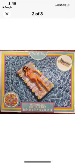 Packed Party Confetti Tube Float Pool Lounger for Ages 14+ Years  New**