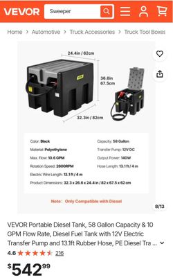 VEVOR 58-Gallon Portable Diesel Fuel Tank