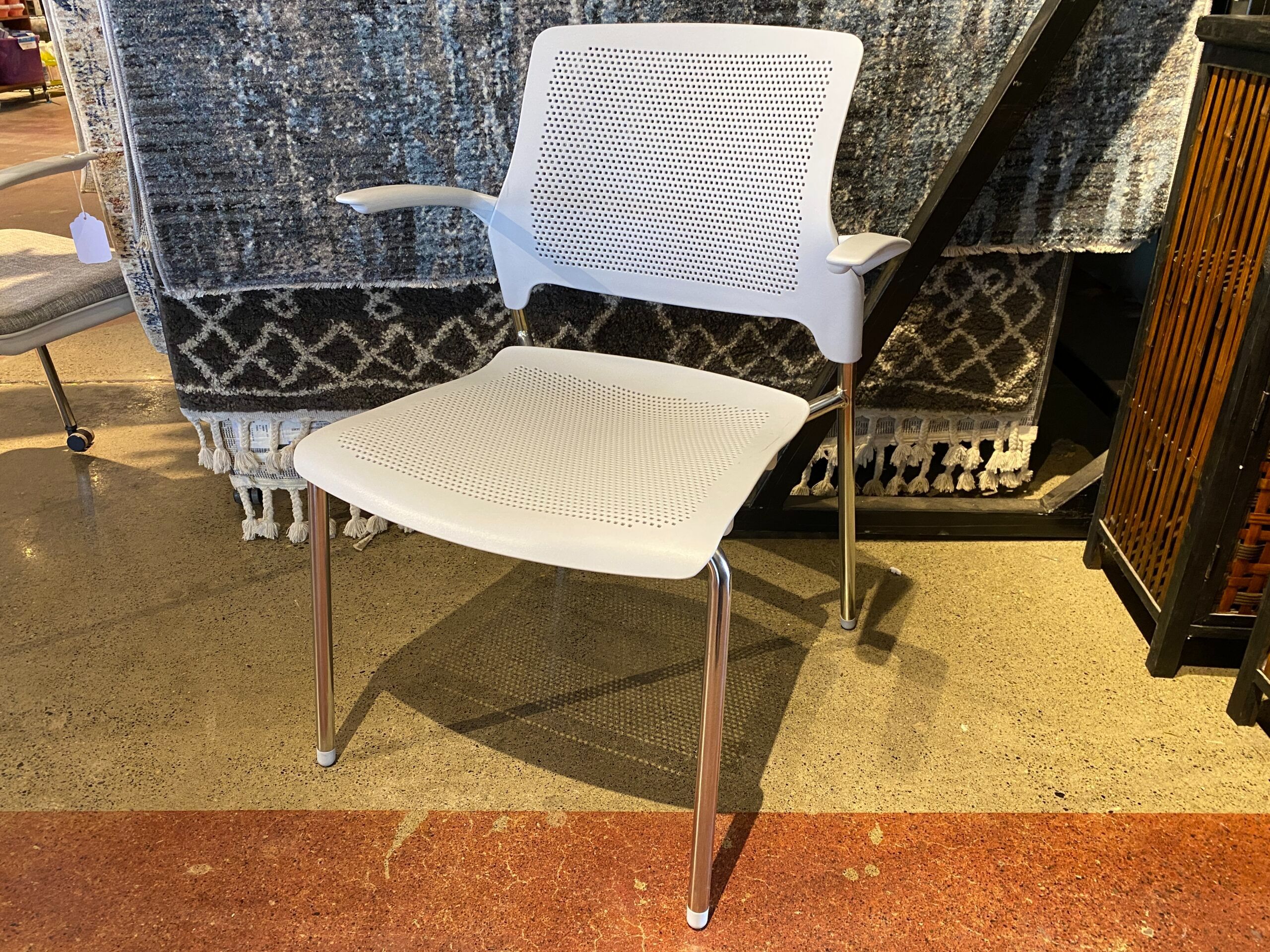 NEW! GLOBAL FURNITURE Stream Series Sky Blue Armchair with Chrome Base