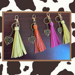 Western Keychains  With Bull Or Heart Pendant