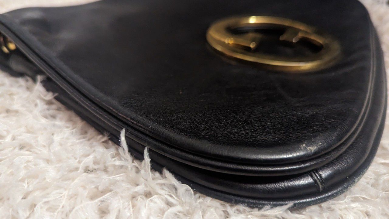 Gucci Vintage Petrol Polished Leather Shoulder Bag ○ Labellov