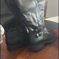 Style & Co. Womens Maliaa Faux Leather Knee-High Boots Black 8.5 Medium (B,M) wide calf