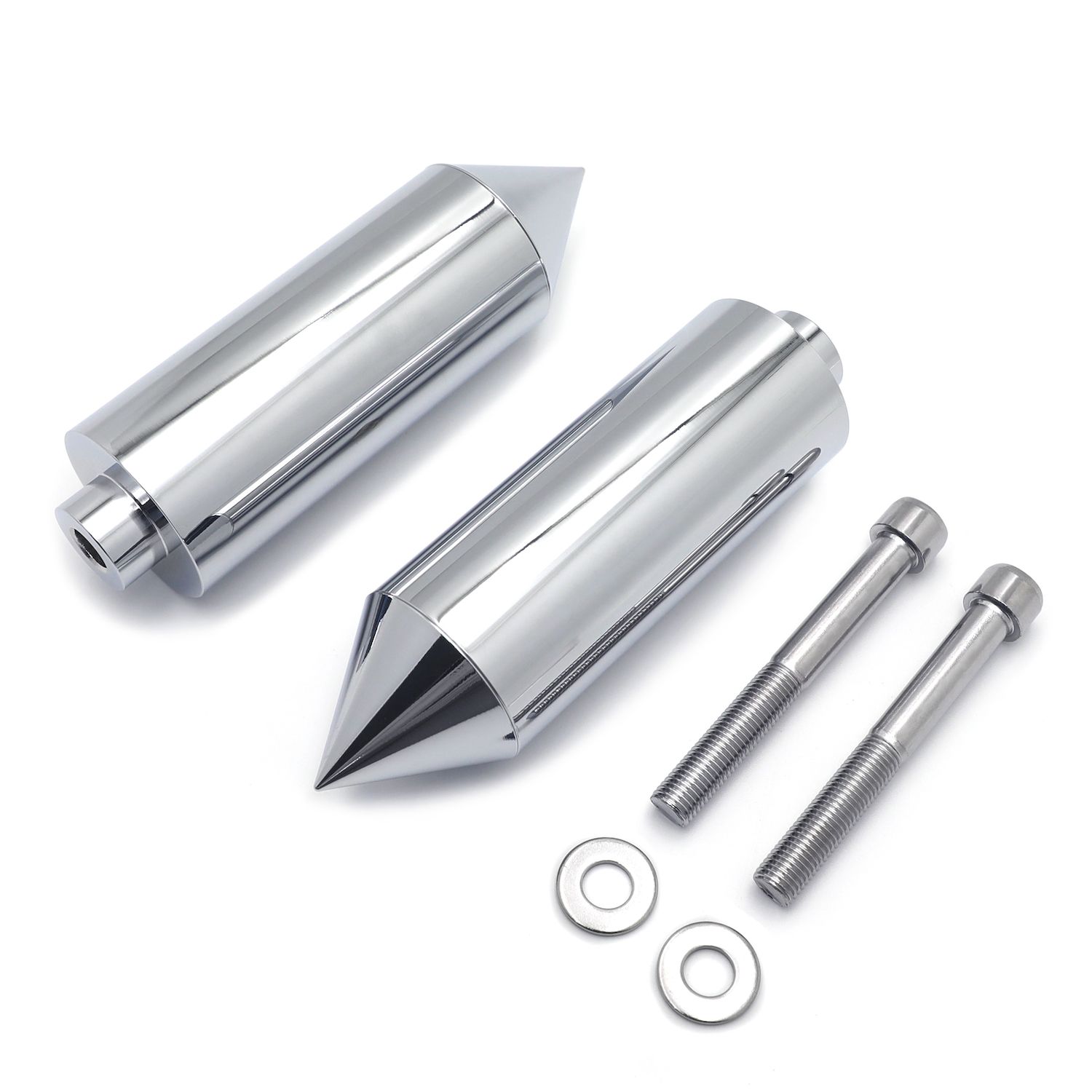 Chrome Extended Spike Frame Slider Protector For 2004-2012 Yamaha FZ-6 FZ-6S 600 PN: MT290-017-CD