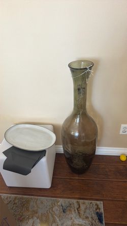Large glass vase decor item with lights