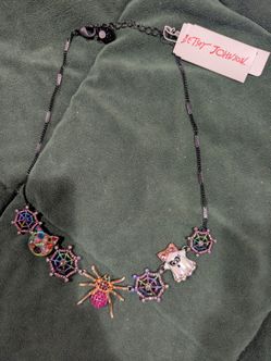 Betsey Johnson Halloween Spider, Ghost and Spiderwebs Whimsy Necklace