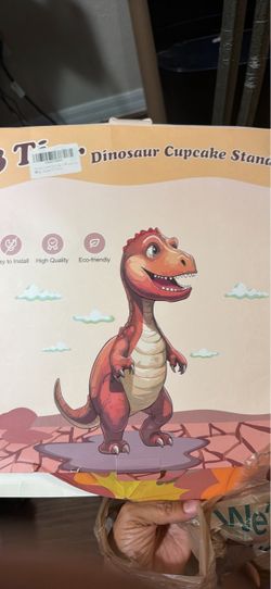 3-Tier Dinosaur Cupcake Stand and decoration