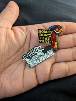 Gorillaz and Homey the Clown Enamel Pins Set of 2