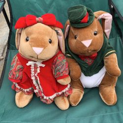 Stuffed Christmas Victorian Bunnies
