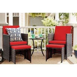 Brand New 4 Pieces Patio Sets Wicker Patio Set Outdoor Patio sets with Ottomans