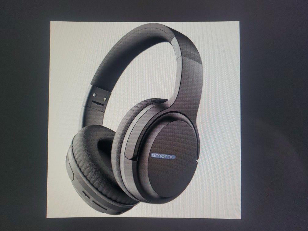 Amorno Black Bluetooth Headphones Over Ear, 68 Hour Playtime, Built In Mic