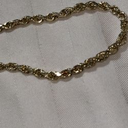 Real Gold Rope Chain Bracelet (Light Weight) (Hallow)