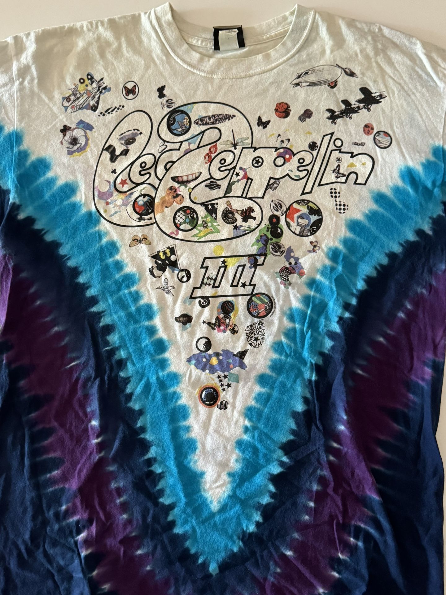 LED ZEPPELIN LIQUID BLUE TIE DYE T SHIRT 2002