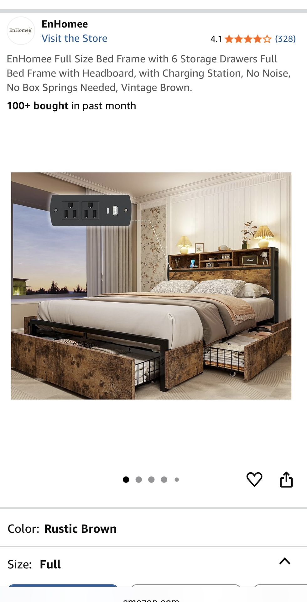 Full Bed frame With drawers