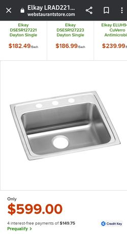 Elkay Lustertone LRAD(contact info removed) Single Bowl Top Mount Stainless Steel ADA Sink