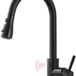 Brand New Matte Black Touchless Kitchen Faucet with Pull Down Sprayer Motion Sensor Hands-Free Smart Activated Sink Faucet