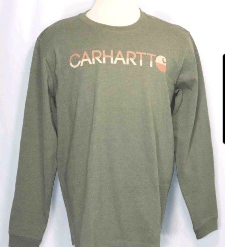 XXL Woman's Carhartt Green Loose fit Long Sleeve Heavyweight T-Shirt