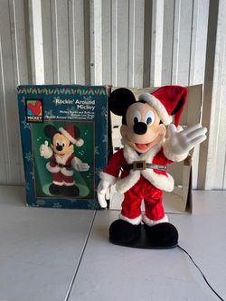 Vintage Disney Mickey Mouse Rockin’ Around Christmas Animated Figure – Works!
