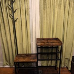 Shoe Shelf W/ Coat Rack 