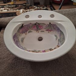 Handpainted porcelain bathroom sink