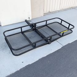 $109 (New) Heavy duty 60x25 inch folding cargo rack carrier 500 lbs capacity 2 inch hitch receiver luggage basket 