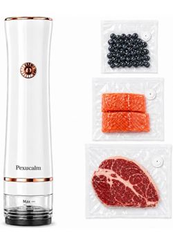 New-Portable Vacuum Sealer for Food with Visible Liquid Catch, Includes 30 Bags (Upgraded L Size), 2000mAh Battery for 60+ Seals, Effortless One-Hand 