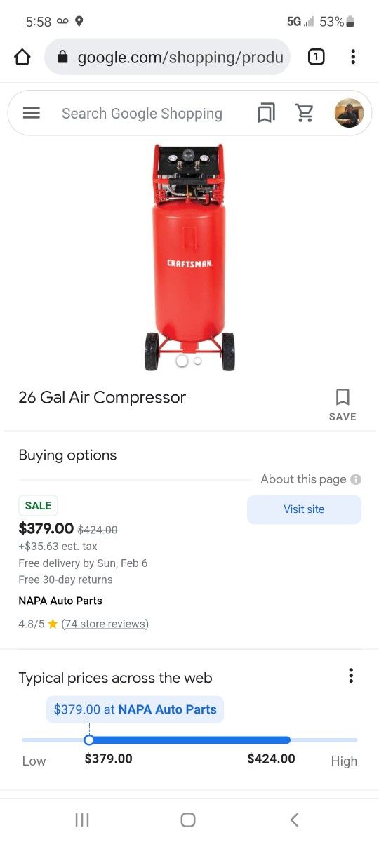 Craftsman 26 gal. Air Compressor