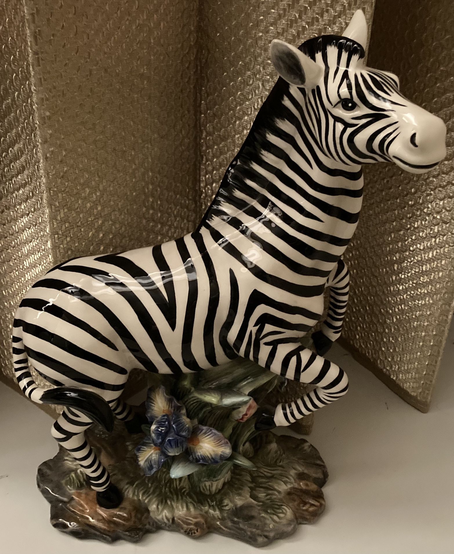 Large Zebra Pottery Statue