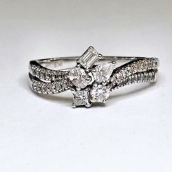 Gold Cluster Natural Diamond Ring #00767