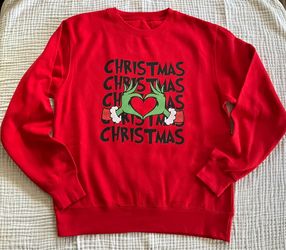 Red Grinch Christmas Crewneck Sweatshirt