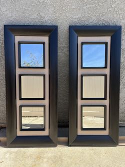 Set Of 2  Espresso Finish 3 Mirror Wall Decor