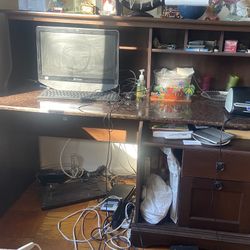 Spacious Computer Desk - Shelves And Two Drawers