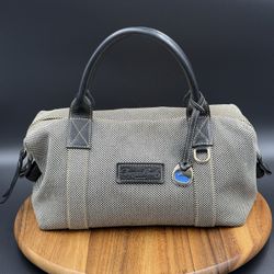 Dooney & Bourke Vintage Waxed Canvas Mini Duffle Bag Black & White Blue Charm