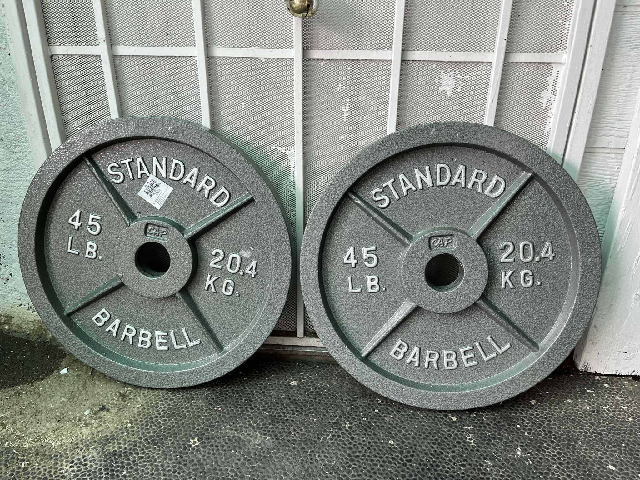 Pair of 45lbs (2”Olympic) Standard Barbell Metal Weight Plates