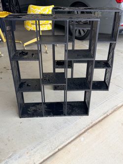 Black Metal Multi-Compartment Shelving Unit