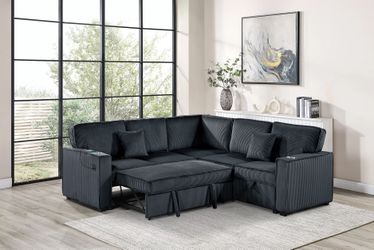 3-Piece Convertible Sectional - Black Color