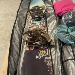 Snowboard, Case, Boots, Helmet And Goggles 