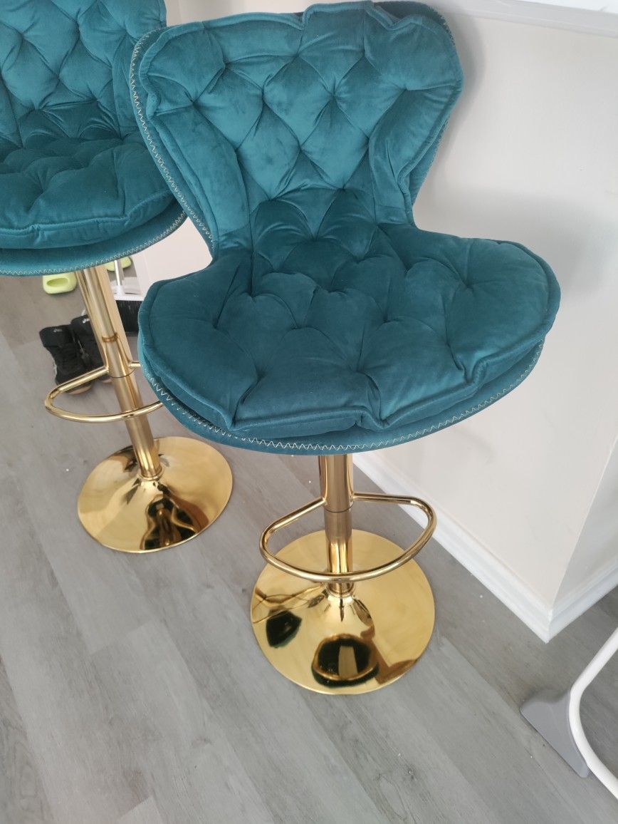 Velvet Swivel Adjustable Height Bar Stool Set Of 2 Black (Set of 2)