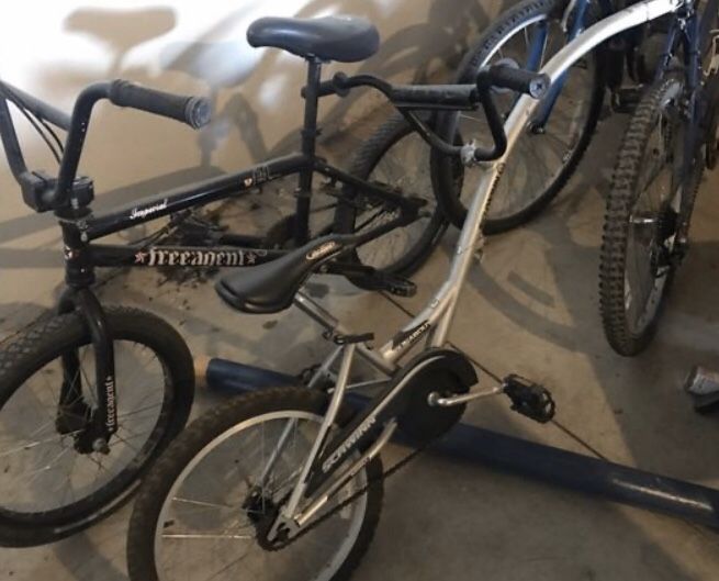 Crestline tandem bike with schwinn haul attachment for kids cruiser for