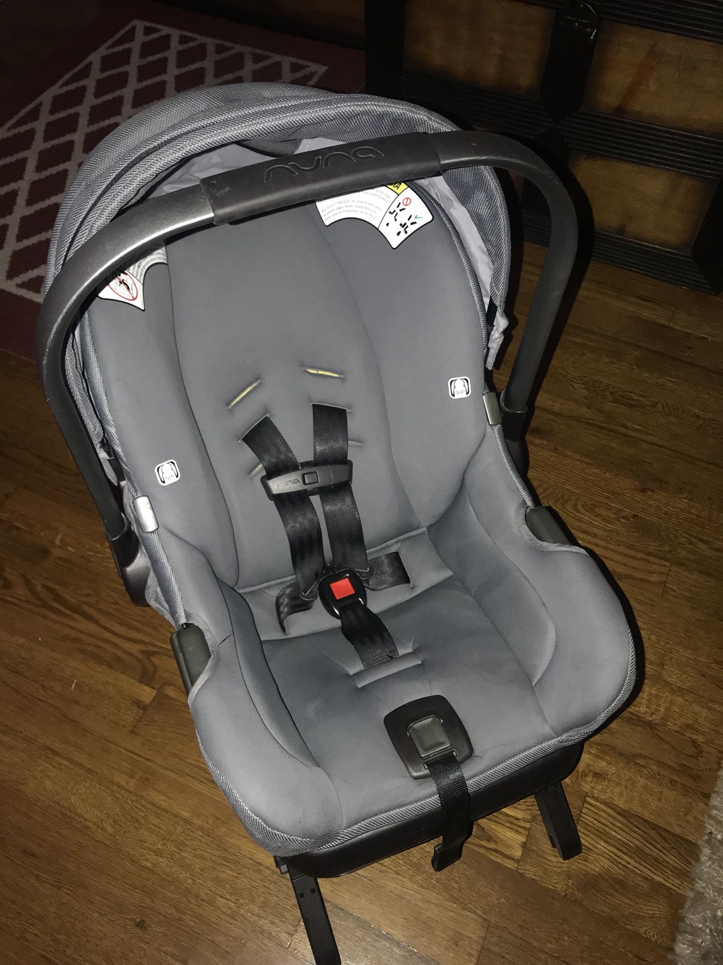 Nuna gray car seat with base