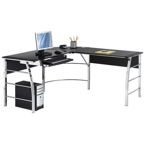 RealSpace MEZZA 62" L-Shaped Glass Computer Desk