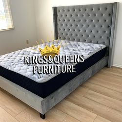 NEW QUEEN BED FRAME WITH MATTRESS
