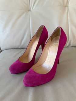 Christian Louboutin Fuchsia Pink Suede Platform Pumps Red Bottom Heels US 8.5