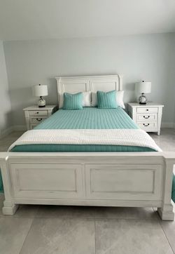 Queen Bed Mattress and Night Table Combo Set Negotiable