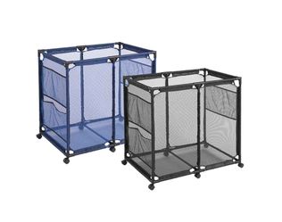 35x33x22 Mesh Pool Storage Bin Rolling Cart Organizer (Color Opt: Black/ Blue) - New Year’s Sale