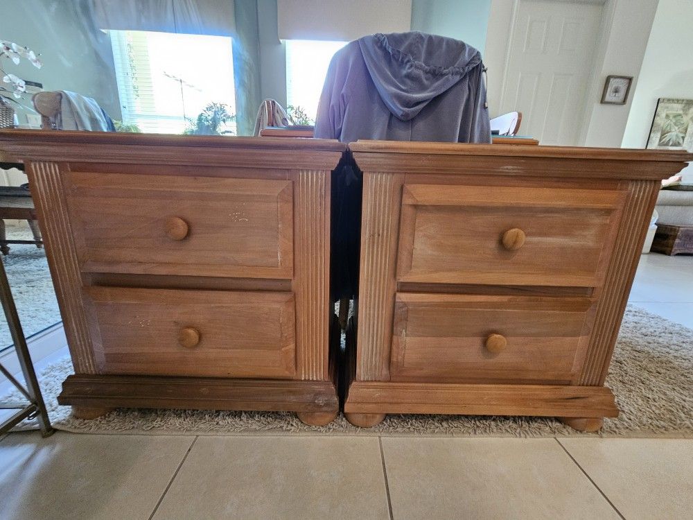 Wooden Night Stands And Wall Hanger