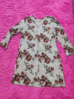 Gray Floral Print Long Sleeve cardigan