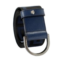 Versace Greca Leather Belt Black & Blue