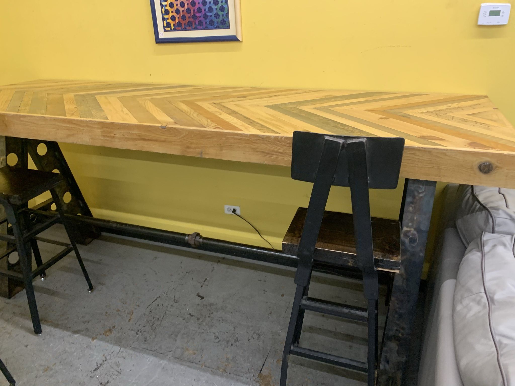 Custom built high Top table with iron chairs