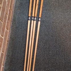 4 Wooden Pool Cue Sticks 